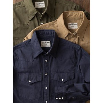 重磅阿美咔嘰美式復古人字紋純棉休閑口袋工裝襯衫男長袖襯衣秋季