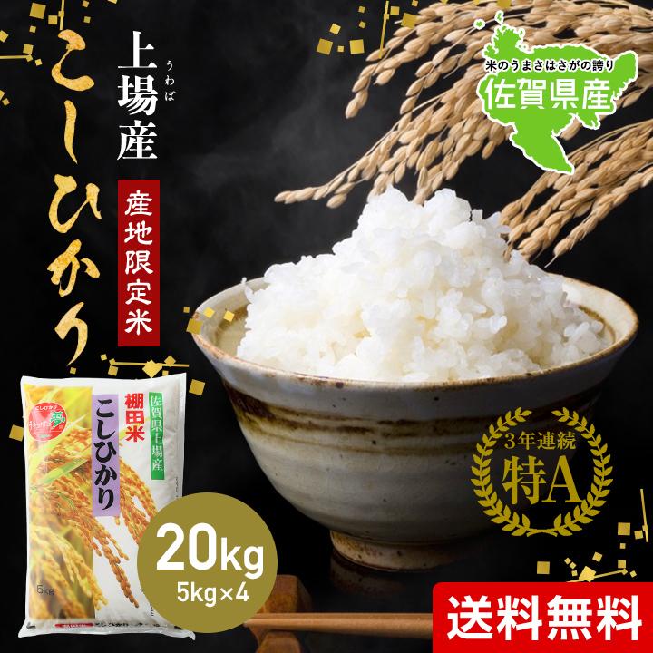 新米　令和5年産　米 お米 20kg 送料無料 上場コシヒカリ 佐賀県産　令和5年度 5kg×4袋 こしひかり