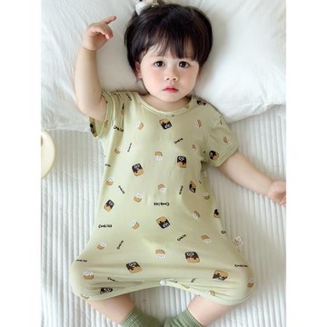 夏季兒童連體睡衣莫代爾寶寶睡裙男女童冰絲薄款嬰兒連體衣家居服