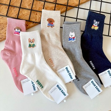 正韓國短襪 隱形襪 中筒襪 熊熊襪子 字母襪子 動物中筒襪 植絨襪子 卡通風格襪子 動物短襪狗狗襪子 台灣出貨 台灣賣家
