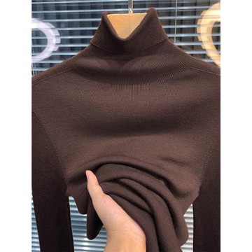 高領針織打底衫女裝2025秋冬新款美拉德修身內搭上衣翻領軟糯毛衣