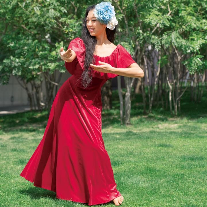 フラダンス ロングドレス マウナロアmmj フラダンス ドレス ムームー風