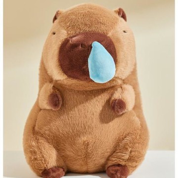 卡皮巴拉公仔鼻涕款水豚公仔毛絨玩具生日禮物丑萌抱枕抓機娃娃