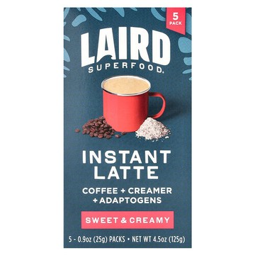 Laird Superfood, 速溶拿鐵，甜味和奶油，5 包，每包 0.9 盎司（25 克）