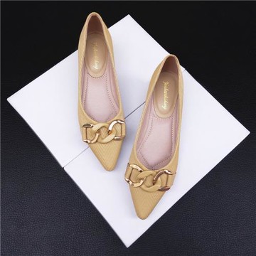 2026春季新款粗跟單鞋女軟底百搭中跟尖頭瓢鞋氣質法式平跟淑女鞋