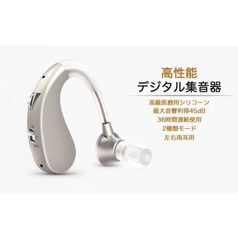 集音器【国内正規品】充電式 軽量 左右両用耳掛けタイプ 日本語取扱