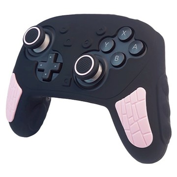 AKiTOMO 阿吉托摩 Switch2 PRO 黑底粉手把套 + 粉圈搖桿帽  甜酷黑  1套  AKSW-399