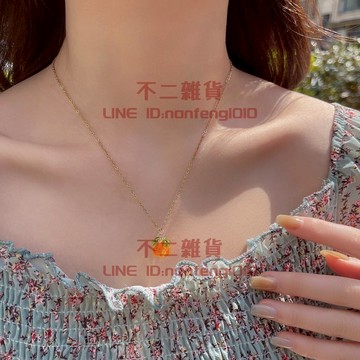 甜美柿柿如意少女項鏈 森系小清新夏季時尚鎖骨鏈吊墜配飾【不二雜貨】