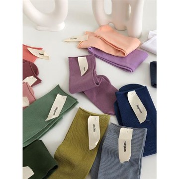 海恩白色襪子女夏季中筒襪棉質堆堆襪女春秋薄款黑色涼鞋襪搭皮鞋