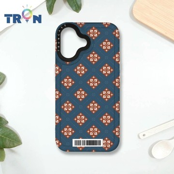TRON IPHONE 16 幾何復古花磚B款 防摔 MAGSAFE 磁吸 太空載具殼 透白 手機殼