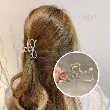 【Gulicc】古莉可 髮夾 韓國水鑽蝴蝶結中型髮夾