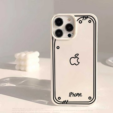 卡通素描蘋果綫條 防摔 適用蘋果16 15 iPhone14 13 12 11 Promax XR XS 8 7P手機殼