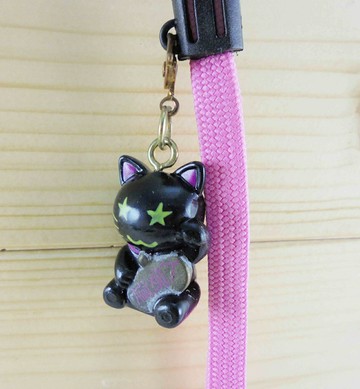 【震撼精品百貨】招財貓 招き猫 招財貓手機吊飾/繩-人氣運-黑色 震撼日式精品百貨