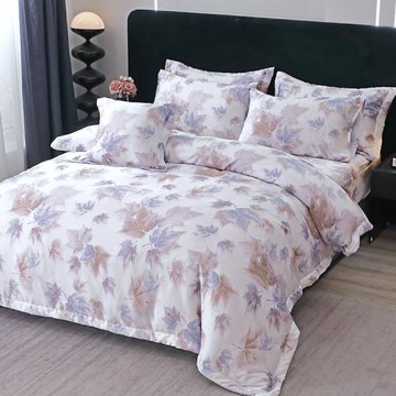 【FITNESS】100%純天絲頂級60S雙人七件式床罩組-秋山楓谷