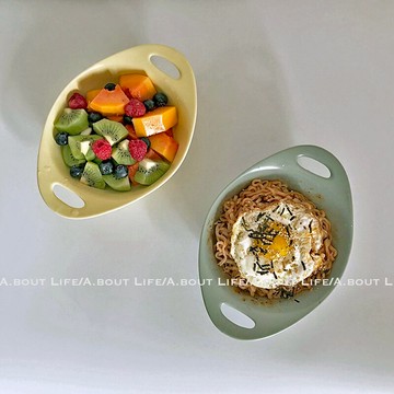 「About Life」雙耳烤碗日式啞光陶瓷深盤酸奶碗沙拉碗西餐湯碗