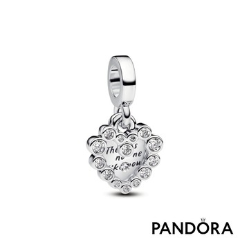 [客製化卡片]【Pandora官方直營】璀璨之心雙墜吊飾。感謝。祝福。送媽媽。送長輩