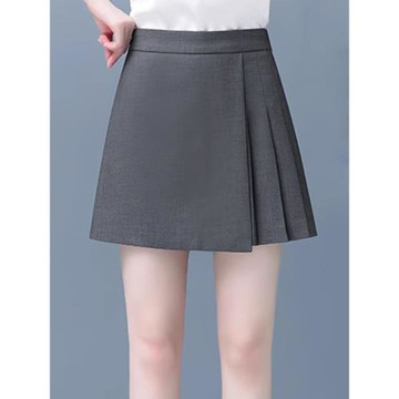 灰色西裝短褲女士2025夏季新款高腰薄款褲裙休閑a字百褶闊腿褲子