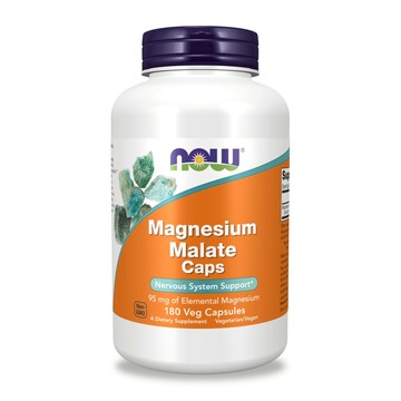 【NOW】蘋果酸鎂膠囊1瓶(180顆) 95mg鎂/有助肌肉及神經正常功能/幫助入睡/維持醣類正常代謝/健康維持
