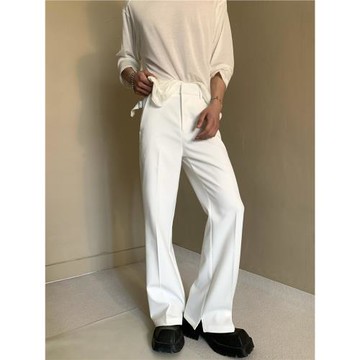 美式休閑開叉微喇叭西褲男垂墜高級感小眾設計腰部可調節顯瘦長褲