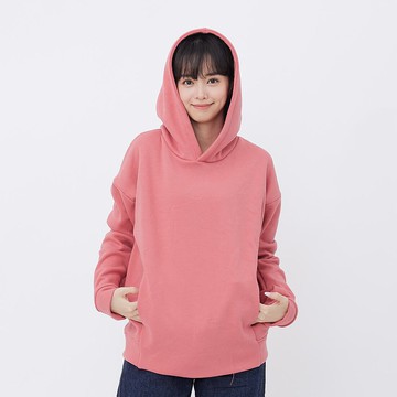 Carrie暖窩短毛口袋連帽T/玫粉