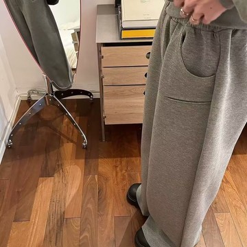 時尚潮流素色休閒褲男秋冬新款休閒百搭寬鬆長褲男