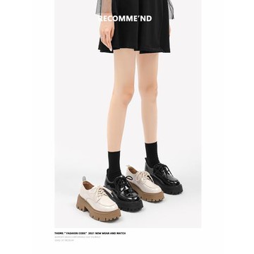 粗跟小皮鞋女春秋2025新款英倫厚底樂福鞋松糕高跟瑪麗珍單鞋夏季