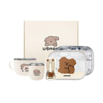【買就送紅包】韓國 UBMOM 可可狗餐具禮盒(附品牌提袋)學習餐具 周歲禮物