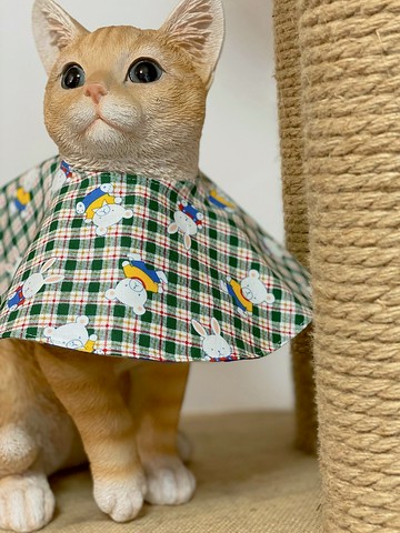 格仔貓咪項圈 狗狗領巾 圓形口水肩 四合扣款