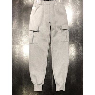 灰色多口袋束腳褲男褲加絨衛褲休閑工裝褲運動褲男抽繩褲褲子春