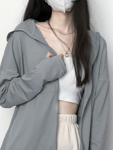 防曬衣外套女2022新款夏季寬松薄款休閑連帽開衫上衣長袖防曬服