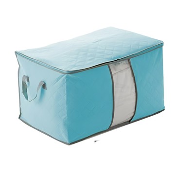 E.dot 竹炭棉被衣物收納袋 橫式  大(58 x 43 x 33.5cm)  藍色  1個