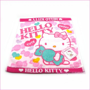 asdfkitty*KITTY抱糖果小毛巾/擦手巾/手帕-34*35公分-日本正版商品