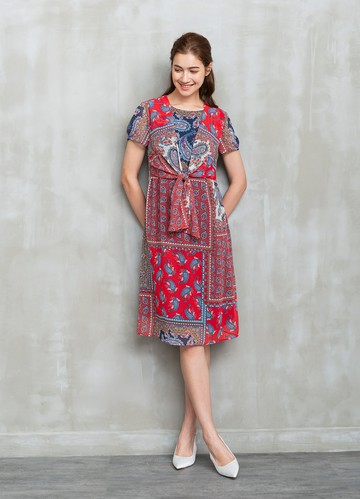 異國情調仿兩件式綁帶洋裝