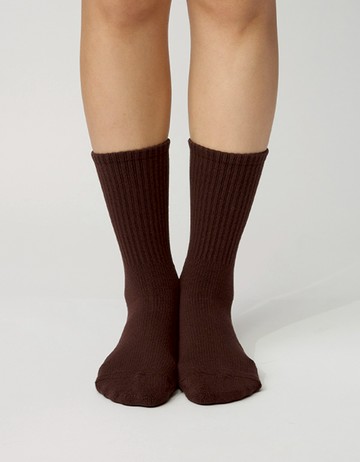 素面輕壓力高筒襪- 摩卡