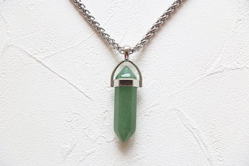 天然礦石綠東陵瑙頸鍊項鍊 礦石項鍊 男項鍊 頸繩