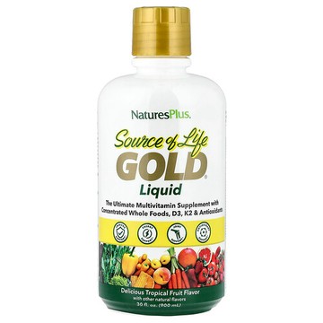 NaturesPlus, Source of Life，黃金®液體，熱帶水果味，30 液量盎司（900 毫升）