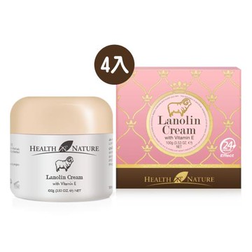 澳洲 HEALTH NATURE 潤澤綿羊霜含維他命E(4入組 100g/罐) 即期品-2026年10月到期