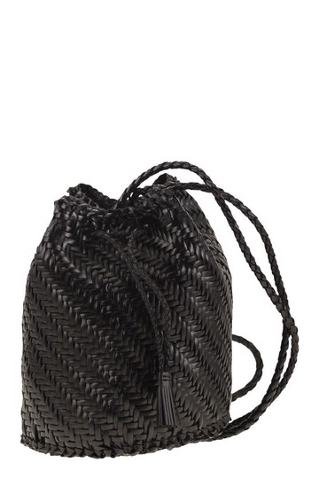 Dragon Diffusion Pompom Double Jump - Bucket Bag With Woven Leather