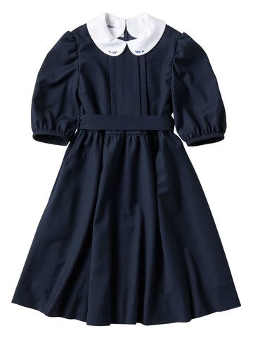 Familiar - floral-embroidered belted dress - kids - Polyester/Rayon - 9 yrs - Blue