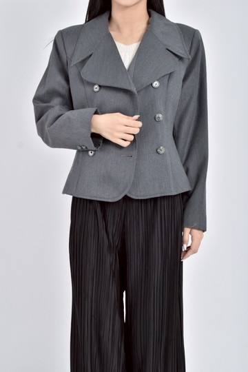 (S) chiau jing質感長袖排扣灰色外套