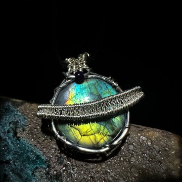 【獨一無二款】 築藺 | 拉長石項鍊 金屬編織(含皮繩)