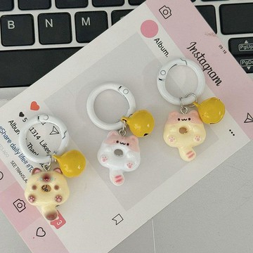 ⚡臺灣出貨⚡可愛貓咪甜甜彈簧扣鑰匙扣趣味食玩卡通包包掛件情侶閨蜜禮物配飾