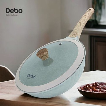【德鉑Debo】菱格紋單把複底不沾炒鍋30cm#17074