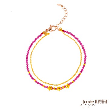 J code真愛密碼金飾 星願夢想黃金/石英手鍊-雙鍊款