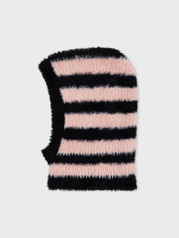Hairy Knit Stripe Balaclava [Pink]
