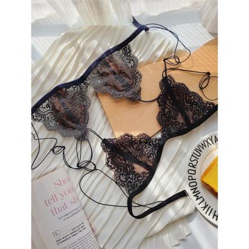 超輕薄性感細帶蕾絲無鋼圈文胸舒適透氣家居內衣美背小胸三角胸罩