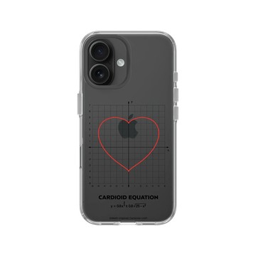 iPhone 16 Clear Case（相機按鈕） 透明 - Valentine's Day Collection - 愛的方程式：心形（紅）