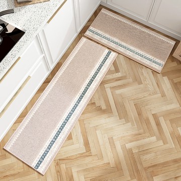 Mini嚴選 日系色調廚房吸水地墊2件組 CN0487-P  小(80 x 50cm) + 大(120 x 50cm)  粉色