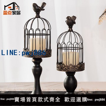 【便宜有好貨】歐式鳥籠燭臺鐵藝擺件浪漫婚慶裝飾道具美式復古燭臺酒店餐廳擺設