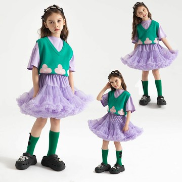 法國女童tutu裙公主蓬蓬裙半身紗裙法式新款春夏季兒童周歲禮服裙